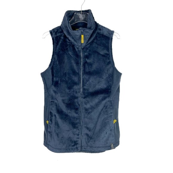 L.L. Bean Luxe Fleece Long Vest Blue Soft Size Medium M Misses EUC D2231 - Picture 2 of 15